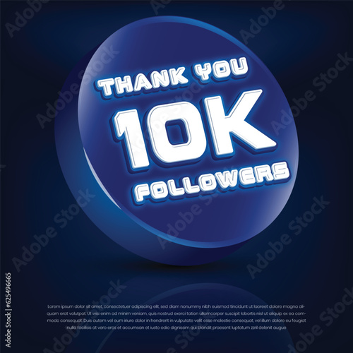 Thank you 10k followers 3d banner vector and illustration for social networks