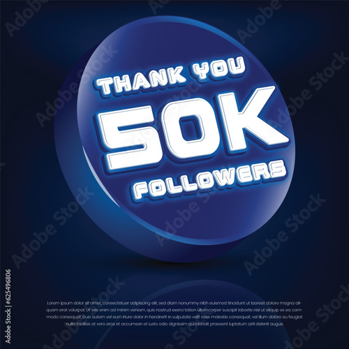 Thank you 50k followers 3d banner vector and illustration for social networks