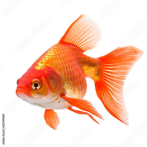 Gold Fish looking forward full body shot on transparent background cutout - Generative AI