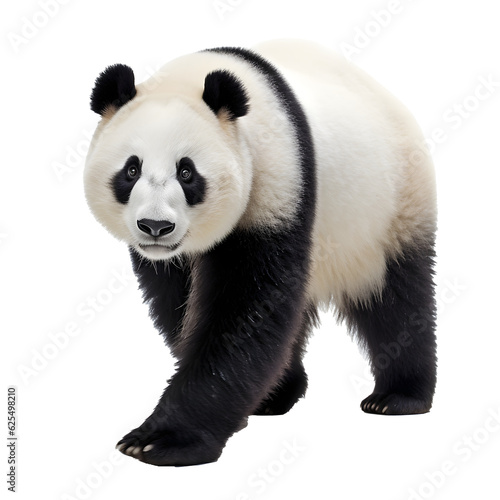 Panda looking forward full body shot on transparent background cutout - Generative AI