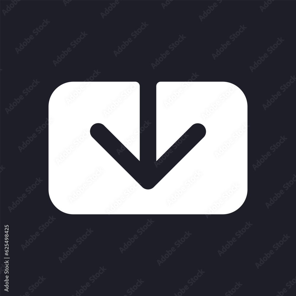 Download dark mode glyph ui icon. Down arrow. Copy into computer. User interface design. White silhouette symbol on black space. Solid pictogram for web, mobile. Vector isolated illustration Download dark mode glyph ui icon. Down arrow. Copy into computer. User interface design. White silhouette symbol on black space. Solid pictogram for web, mobile. Vector isolated illustration