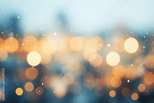 blurred lights in the sky background, in the style of light teal and light amber, elegant cityscapes, light silver and dark azure, bokeh