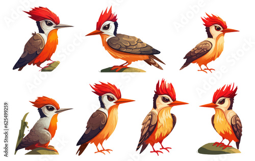 set vector illustraton of woodpecker bird isolated on white background