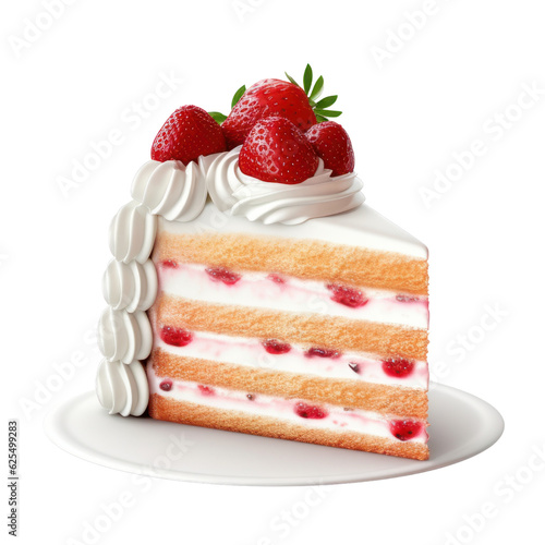 cake with strawberry isolated on transparent background cutout