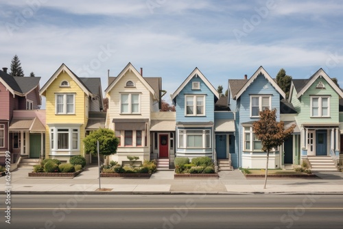 A row of houses, all on one level, situated in Northern California. © 2rogan
