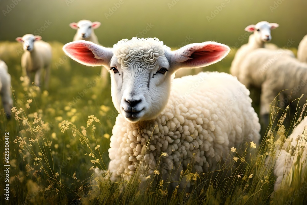 Fototapeta premium sheep and lamb generative in ai