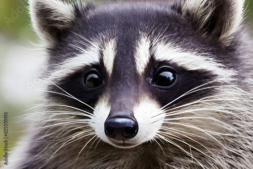 close up of a raccoon