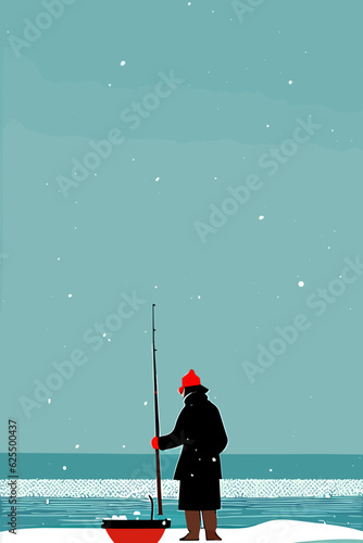beach fishing in winter