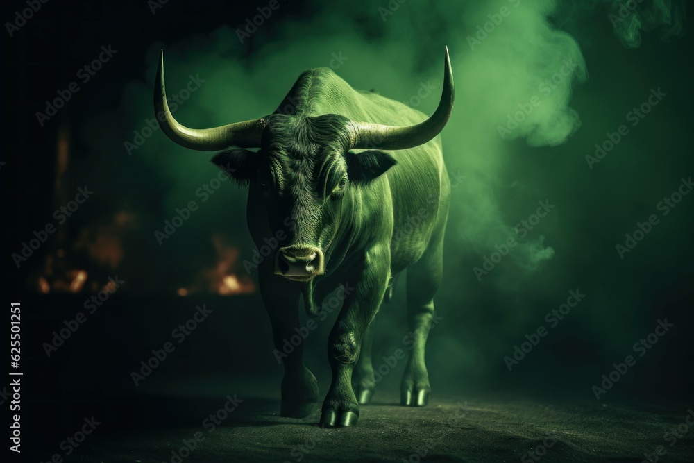 Naklejka premium Green bull business. Generate Ai