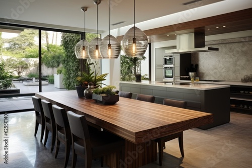 Wallpaper Mural Contemporary kitchen with an elegant wooden table. Torontodigital.ca