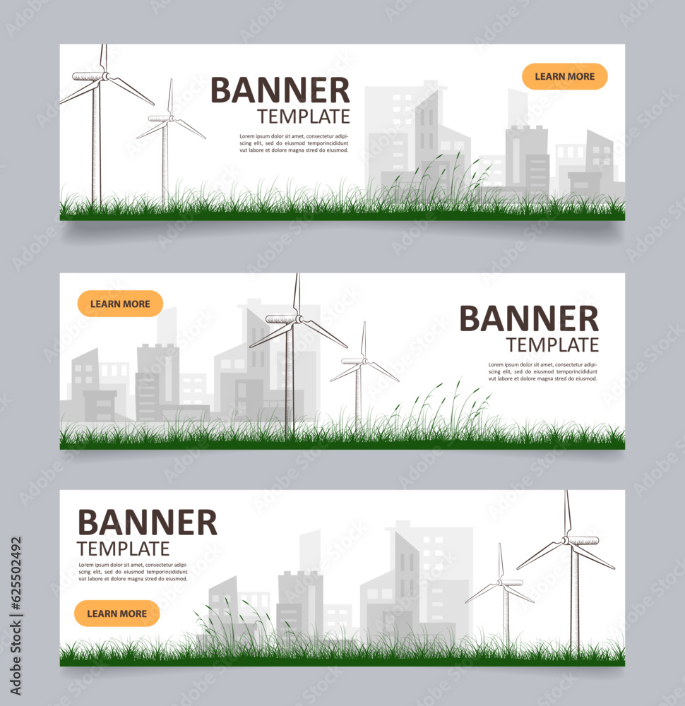 Sustainable power for city web banner design template. Vector flyer with text space. Advertising placard with customized copyspace. Printable poster for ads. Arial, Calibri fonts used