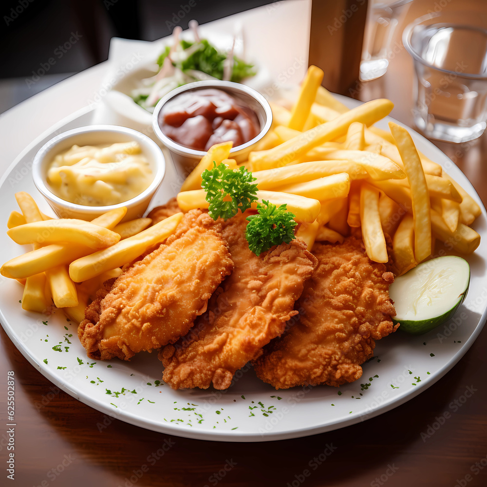 Cutlet with French fries, Generative AI, Generativ, KI Cutlet with French fries, Generative AI, Generativ, KI