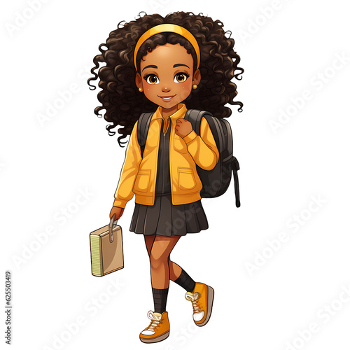 Black Girl Back to School Illustration