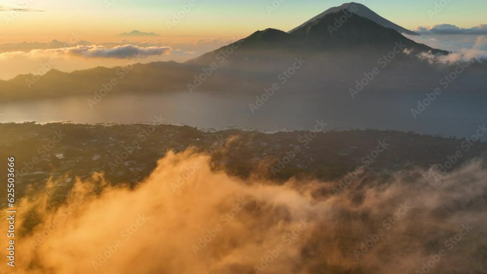 beautiful sunrise on Mount Batur in Bali, Indonesia, epic aerial view of volcano peak in the morning in Indonesia, sunrise hike on mount Batur beautiful sunrise on Mount Batur in Bali, Indonesia, epic aerial view of volcano peak in the morning in Indonesia, sunrise hike on mount Batur