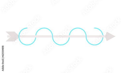 Arrow entwined with wavy line vector design element. Abstract customizable symbol for infographic with blank copy space. Editable shape for instructional graphics. Visual data presentation component