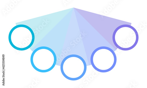 Blue spectrum gradient with circles infographic chart design template. Five steps. Abstract infochart with copy space. Instructional graphics with 5 step sequence. Visual data presentation