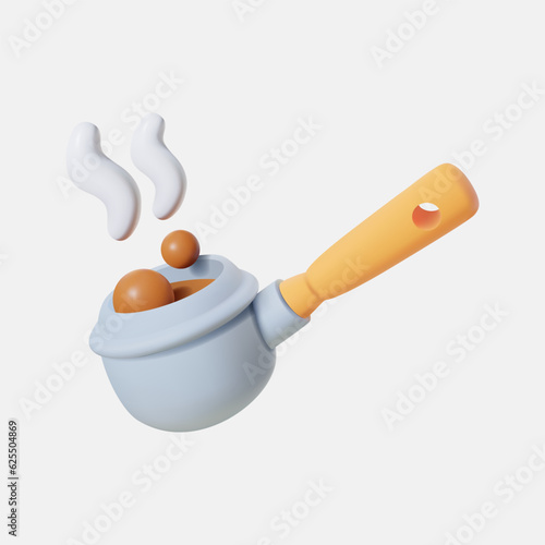 Turkish coffee pot 3D vector icon.