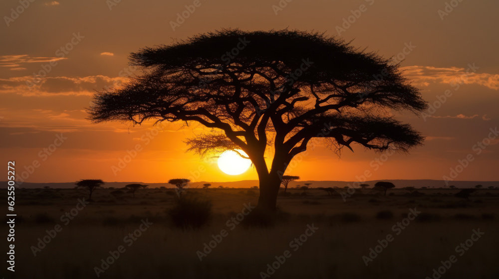 Tree silhouette in the sunset
