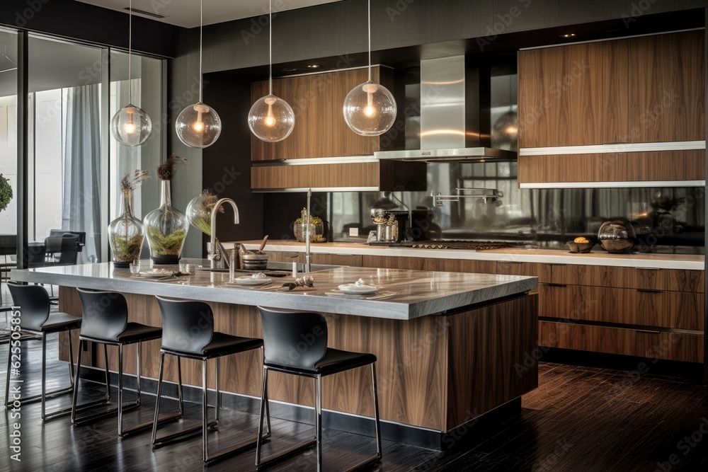 Gorgeous kitchen design adorned with modern and fashionable furnishings.
