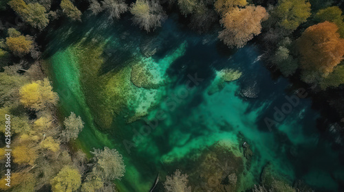 Rocky lake in the forest