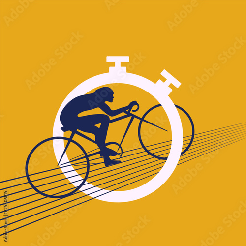 Competitions in cycling. Vector illustration of an outline of a cyclist in a competition. Sketch for creativity.