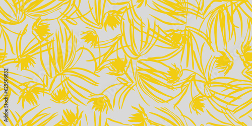 Palm leaves seamless pattern