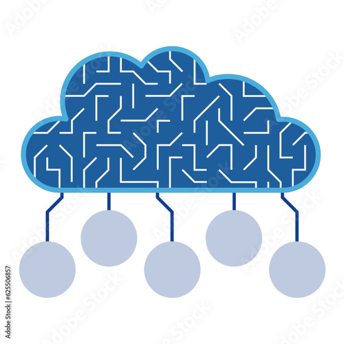 Blue cloud connected with dots infographic chart design template. Data storage. Abstract infochart with copy space. Instructional graphics with 5 step sequence. Visual data presentation