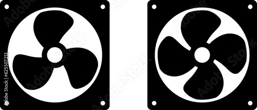 Air fan vector icon set. CPU processor cooler symbol