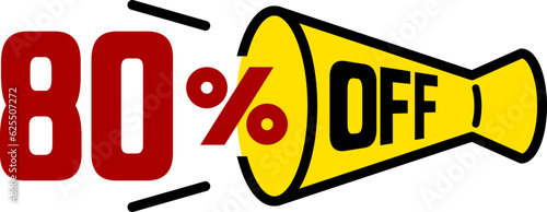 80%OFFのメガホンのアイコン（discount megaphone icon）
