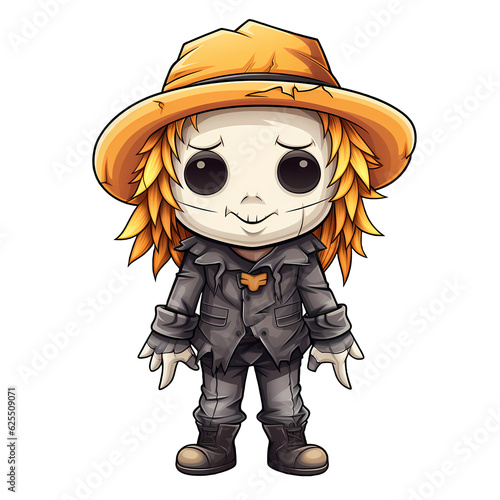 Cute Halloween Scarecrow Illustration photo