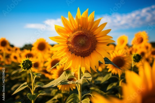  Field Of Blooming Sunflowers With Bees  Generative AI