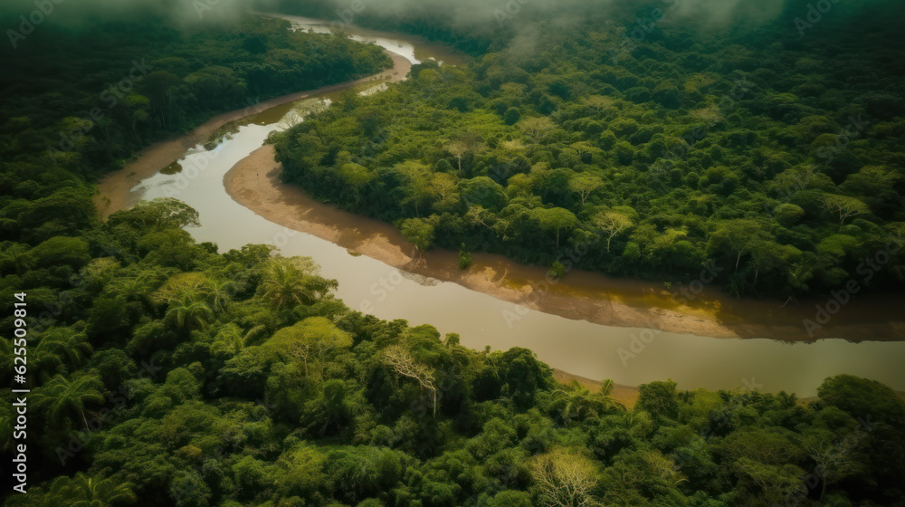 Amazon rainforest with long lake Amazon rainforest with long lake