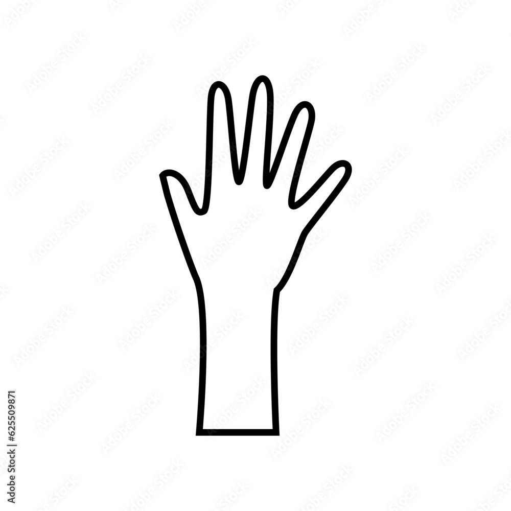 Raised hands icon vector. Hands up illustration sign. palm symbol or logo.
