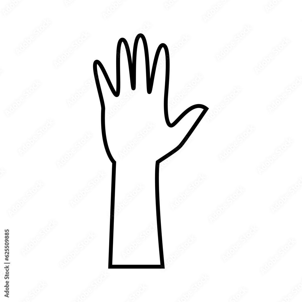Raised hands icon vector. Hands up illustration sign. palm symbol or logo. Raised hands icon vector. Hands up illustration sign. palm symbol or logo.