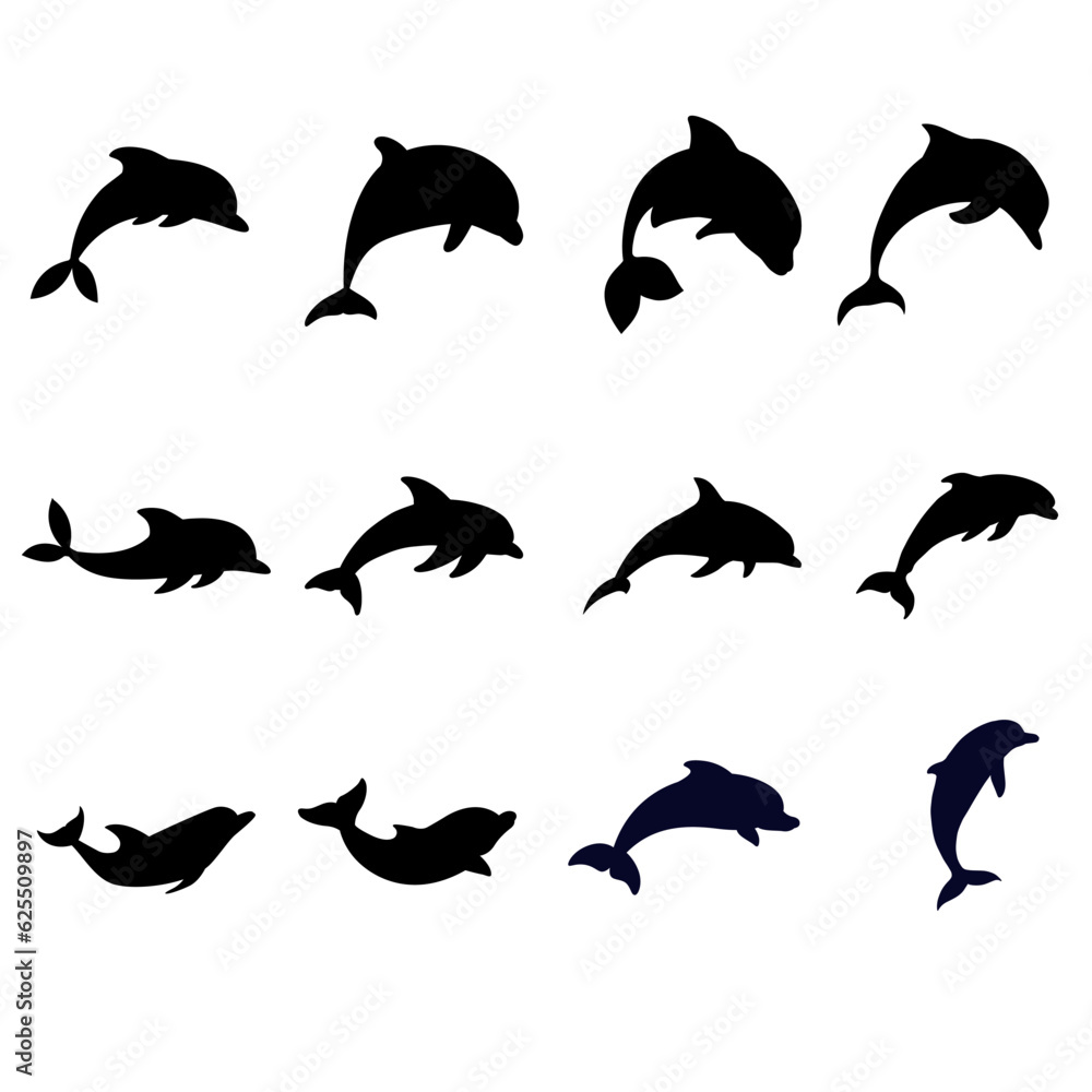 Fototapeta premium Dolphin icon vector set. Fish illustration sign collection. killer whale symbol. Sea ​​life logo.