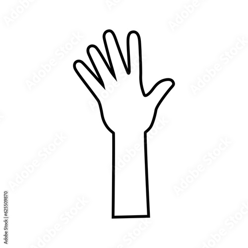 Raised hands icon vector. Hands up illustration sign. palm symbol or logo.