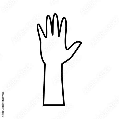 Raised hands icon vector. Hands up illustration sign. palm symbol or logo.