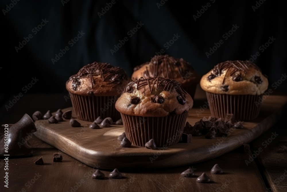 Chocolate muffins dessert dark. Generate Ai