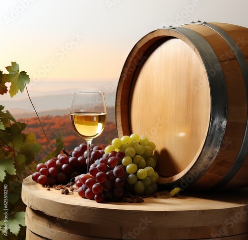 luxurious glass of wine on a wooden stump
