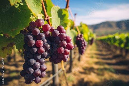  Vineyard With Ripe Grapes Ready For Harvest, Generative AI