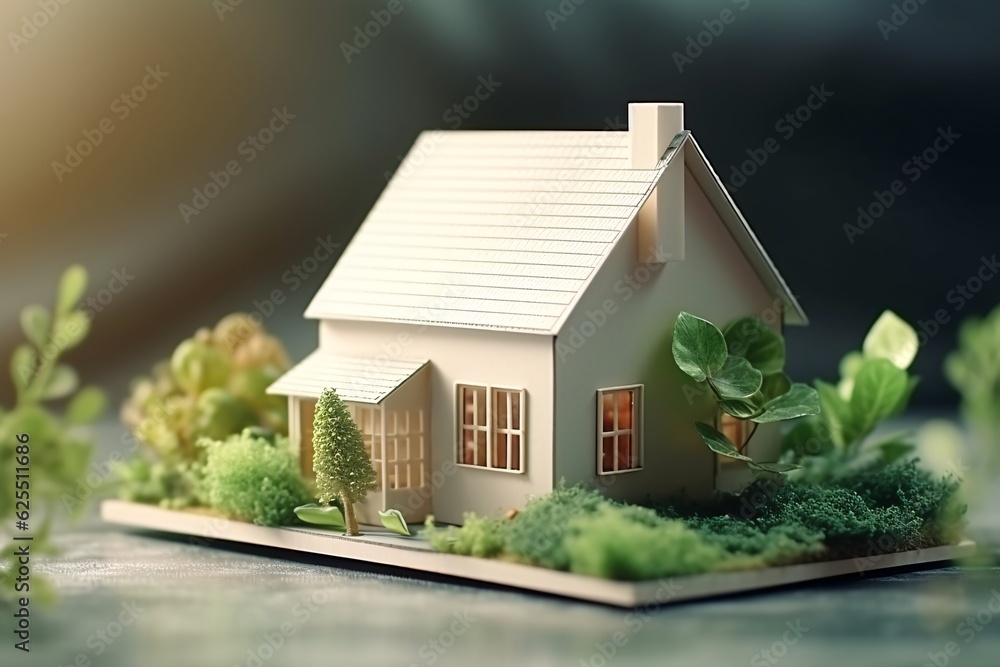 3d model, layout of an eco-friendly, energy-efficient house. Energy Efficient House. Renewable energy concept. Selective focus. Generative AI technology. 3d model, layout of an eco-friendly, energy-efficient house. Energy Efficient House. Renewable energy concept. Selective focus. Generative AI technology.