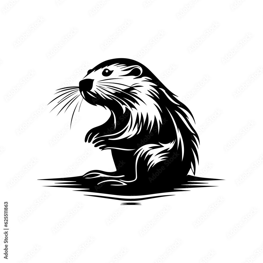Obraz premium Beaver - hand-drawn vector illustration, isolated on white