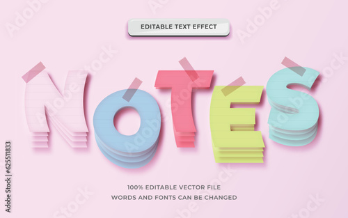 Notes paper color pastel text effect editable