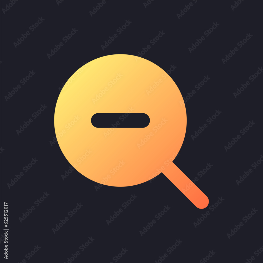Zoom out transition orange solid gradient ui icon for dark theme. Video editing menu. Widen shot. Filled pixel perfect symbol on black space. Modern glyph pictogram for web. Isolated vector image Zoom out transition orange solid gradient ui icon for dark theme. Video editing menu. Widen shot. Filled pixel perfect symbol on black space. Modern glyph pictogram for web. Isolated vector image