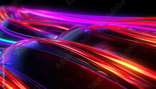 Neon light trails abstract 3D render wallpapper background