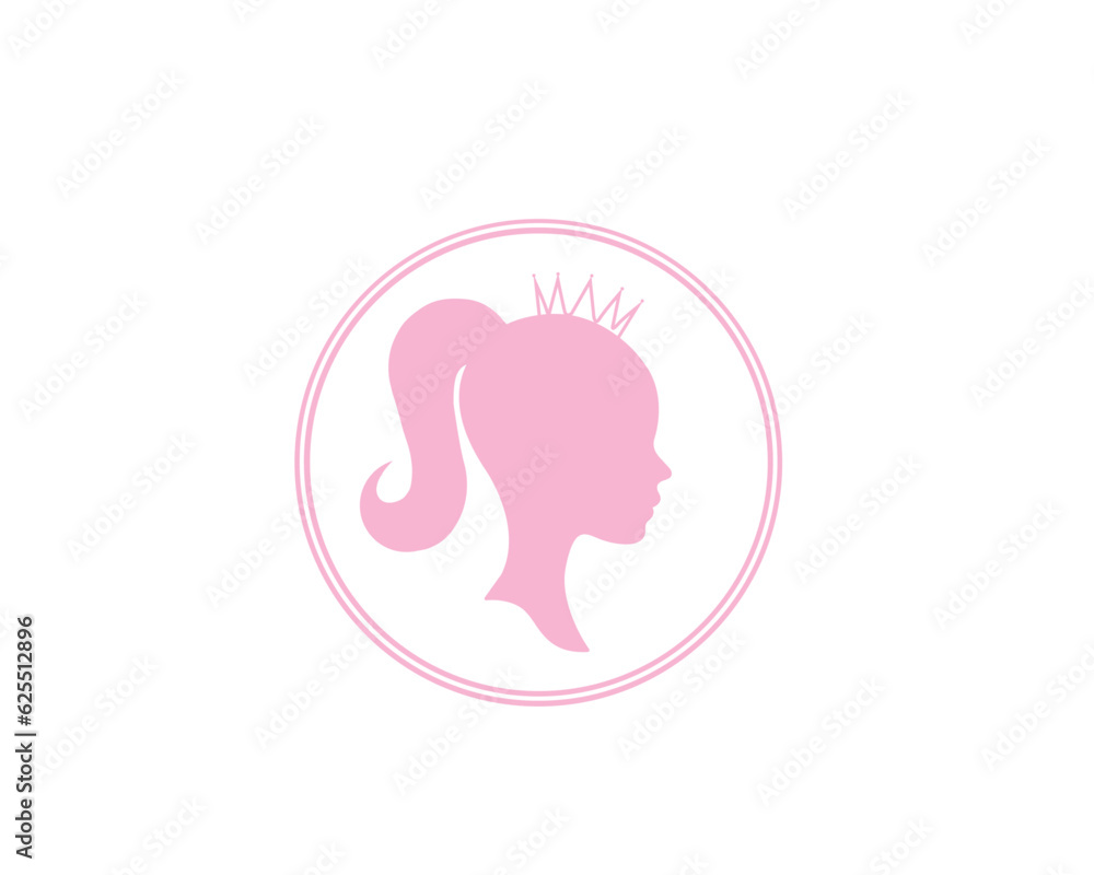 pink dol face head with crown
