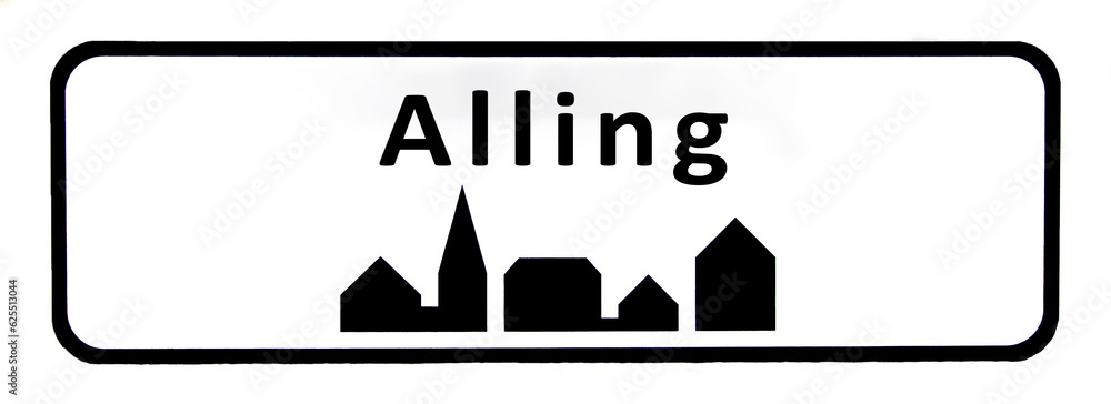 City sign of Alling - Alling Byskilt City sign of Alling - Alling Byskilt