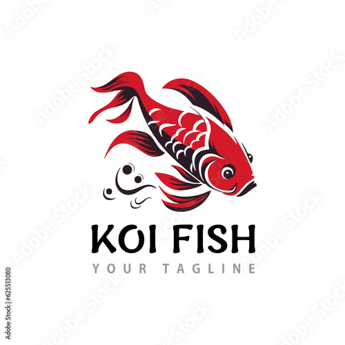 Koi fish logo, character, mascot, isolated on white background, design template vector illustration