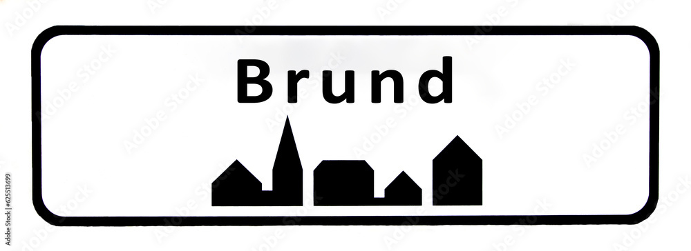 City sign of Brund - Brund Byskilt City sign of Brund - Brund Byskilt