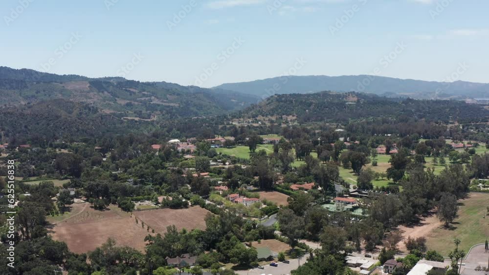Super wide aerial shot of the luxurious Ojai Valley Inn resort in Ojai, California. 4K Super wide aerial shot of the luxurious Ojai Valley Inn resort in Ojai, California. 4K